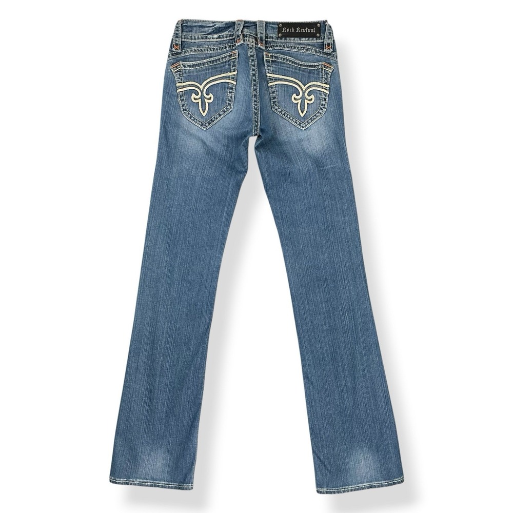 Rock Revival Jeans Women 29 (ACTUAL 28x33) Blue Low Rise Amy Boot Y2K RRJ8129